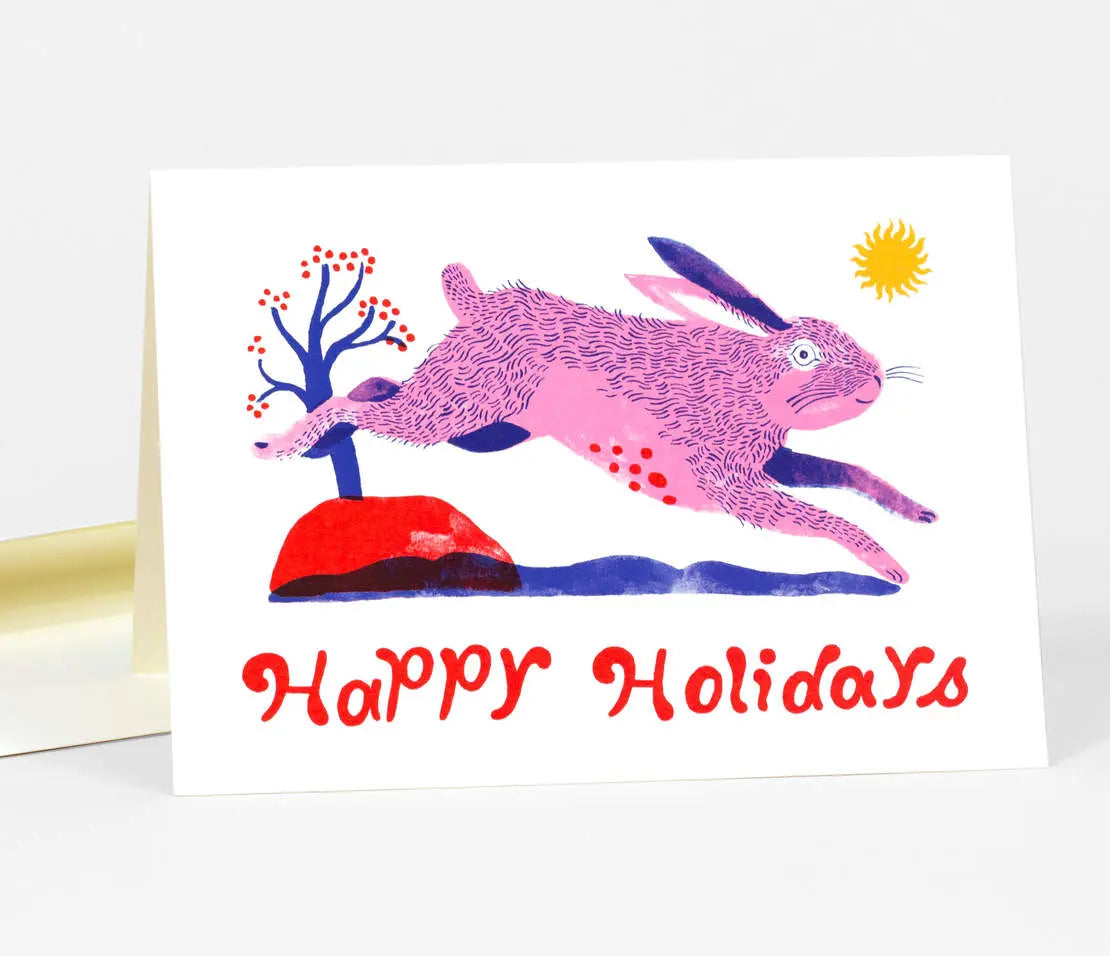 CARTE LAPIN-HAPPY HOLIDAYS