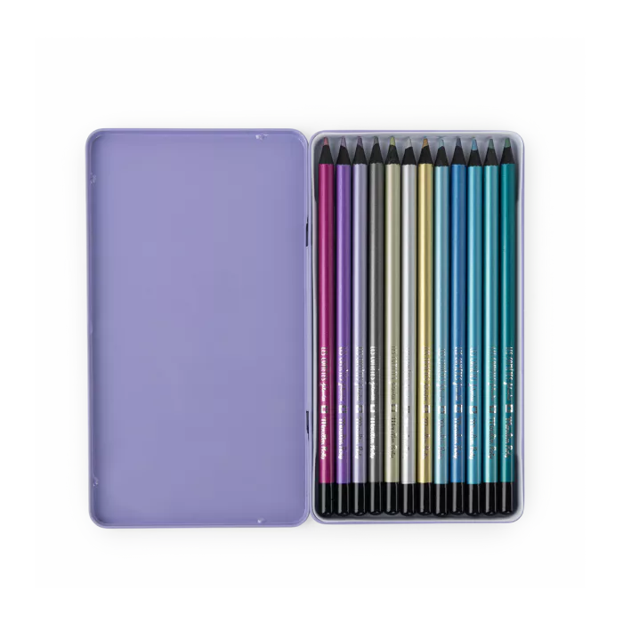 12 METALLIC WOOD PENCILS MOULIN ROTY
