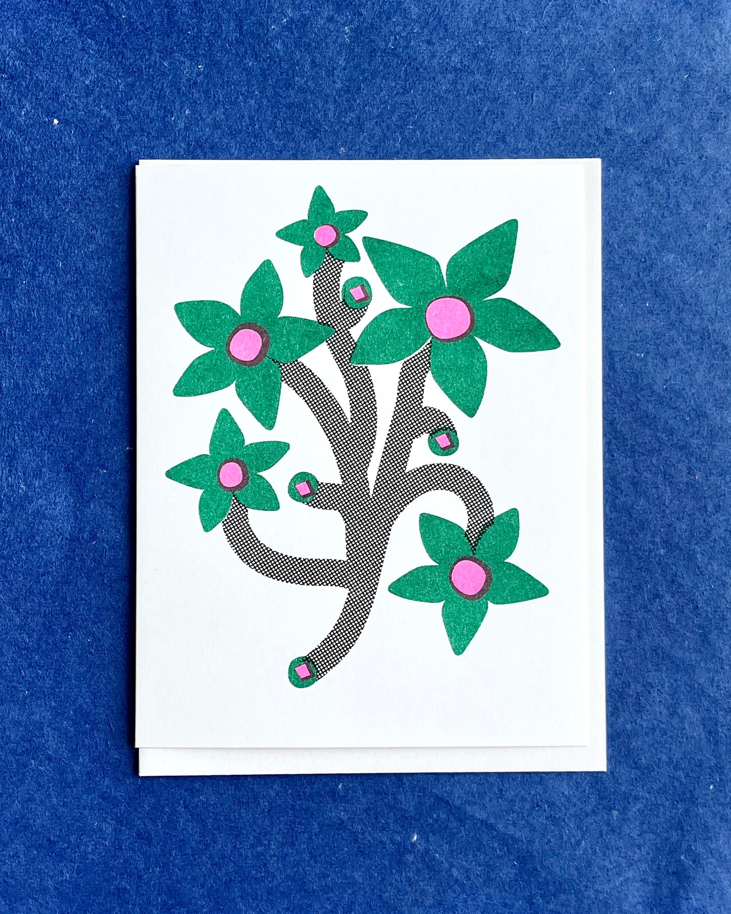 CARTE FLEURS VERTE