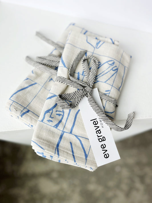 SERVIETTES DE TABLE VANILLE ET BLUE