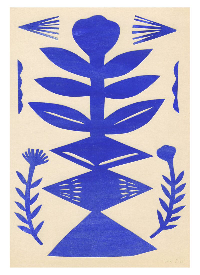 Anne Laval - blue papercut flower
