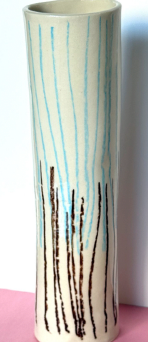 ORÉE - VASE TUBE RAYÉ BLEU ET BRUN