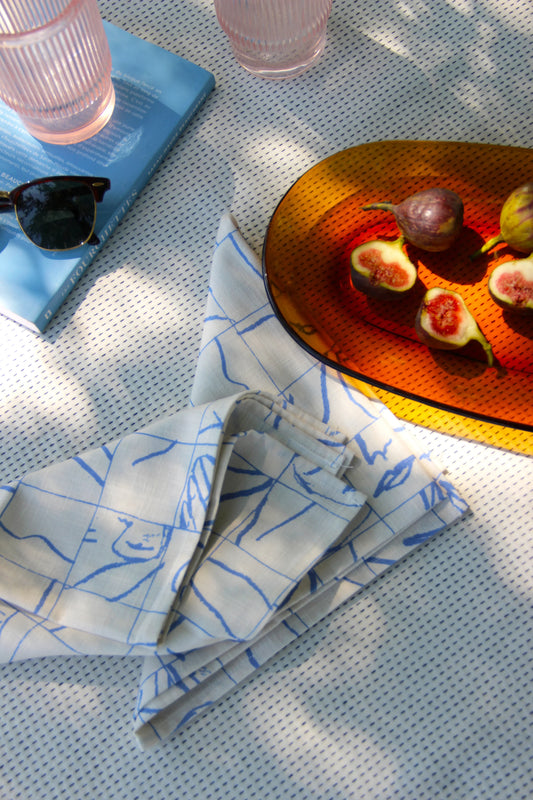Serviette Eve Gravel X Julia GR Vanille et bleu