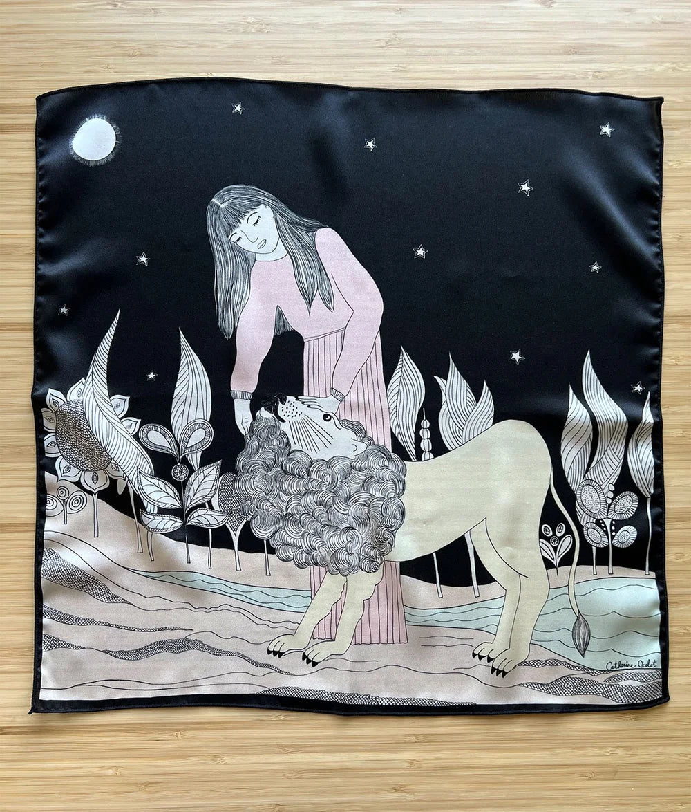 SILK SCARF, LION 