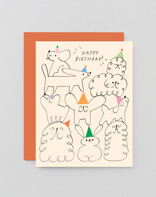 CARTE CHIENS EN FÊTE-HAPPY BIRTHDAY
