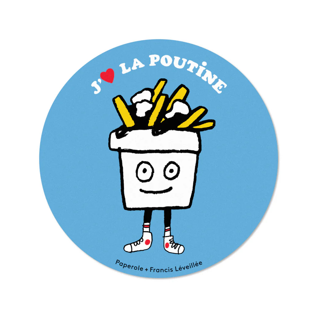 AUTOCOLLANT J'AIME LA POUTINE