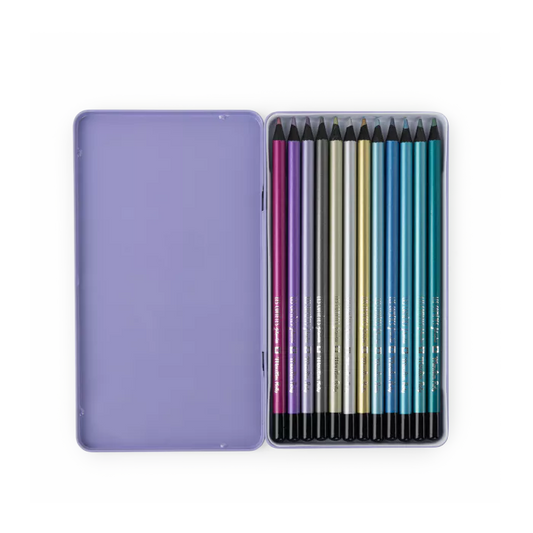 12 METALLIC WOOD PENCILS MOULIN ROTY