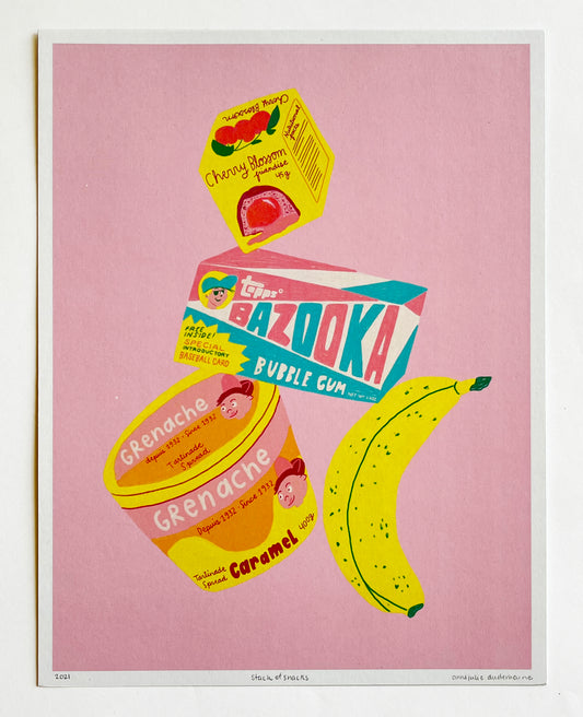 AFFICHE STACKS OF SNACKS