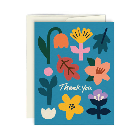 Carte Thank you blue flower Paperole