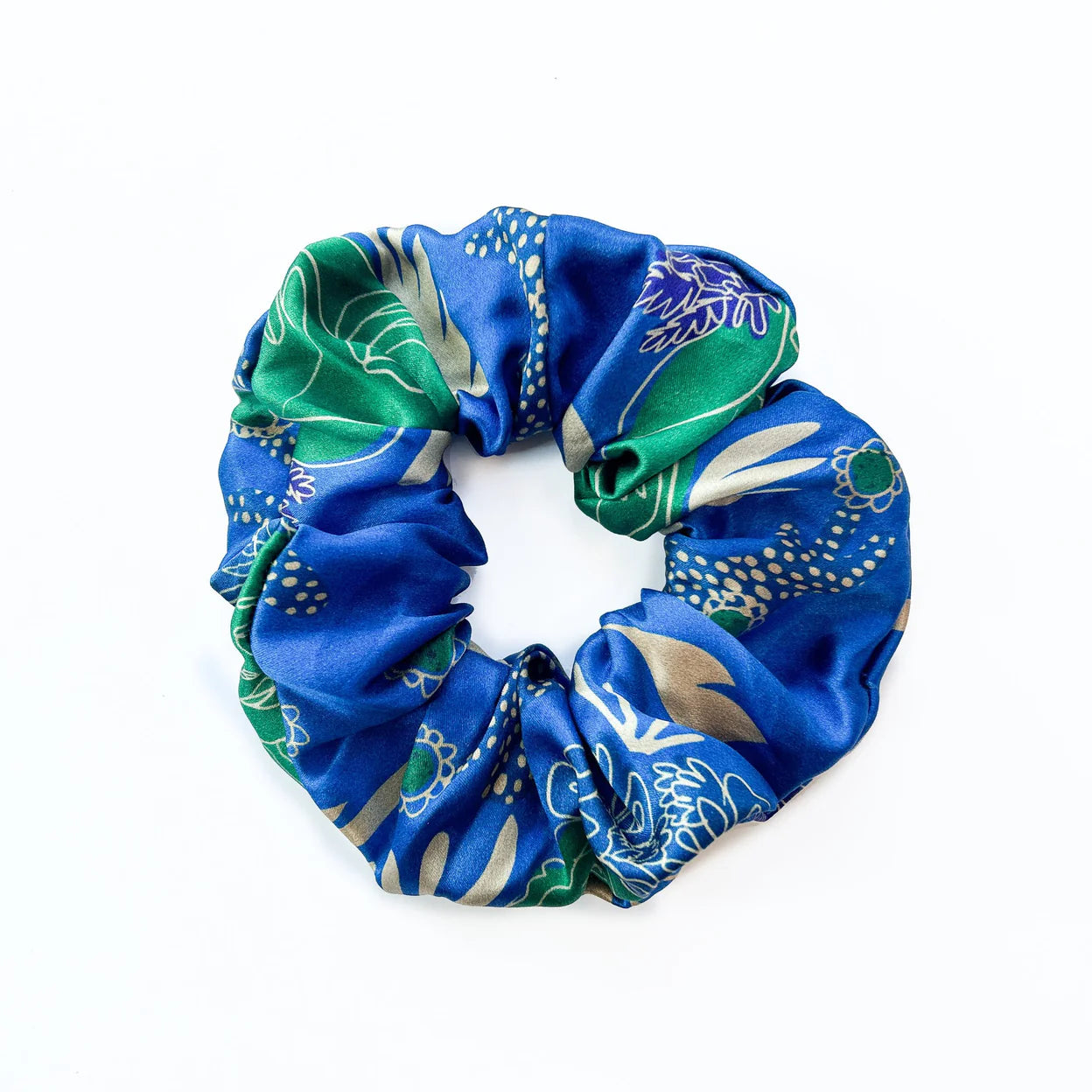 Blue silk scrunchie