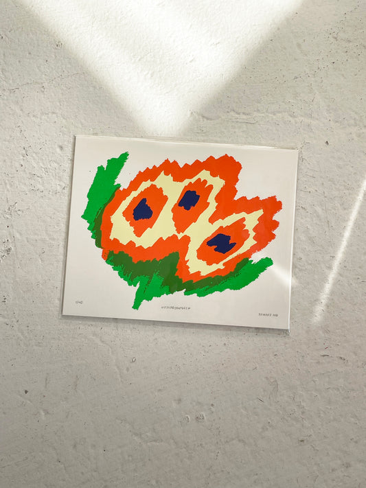 AFFICHE FLEURS ORANGES