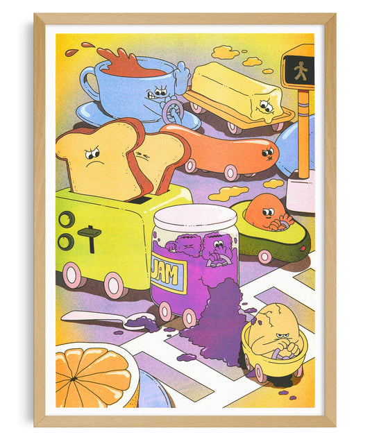 KIBLIND X LAUREN MARTIN POSTER - IF THERE'S A TRAFFIC JAM ON THE WAY TO BREAKFAST